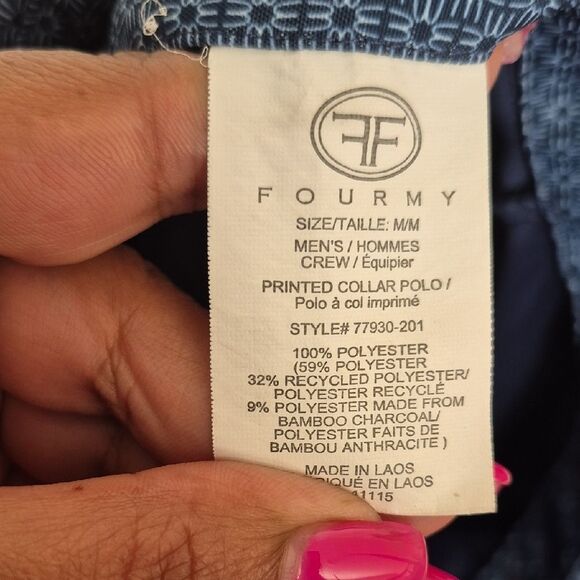 Fourmy Deep Blue Polo with Patterned Collar - Picture 14 of 16